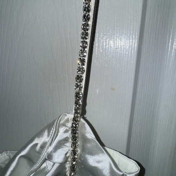 NWT Superdown Kita White‎ Satin Mini Dress Jeweled Straps - Picture 5 of 10